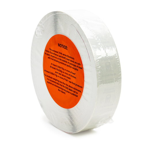 3740 XP Food Grade Clear Film RF Labels w Black Lock Logo and Security Callout